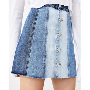 BLANK NYC All or Nothing Denim Panel Button Front Skirt